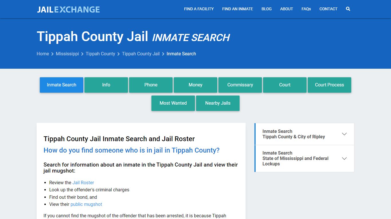 Inmate Search: Roster & Mugshots - Tippah County Jail, MS