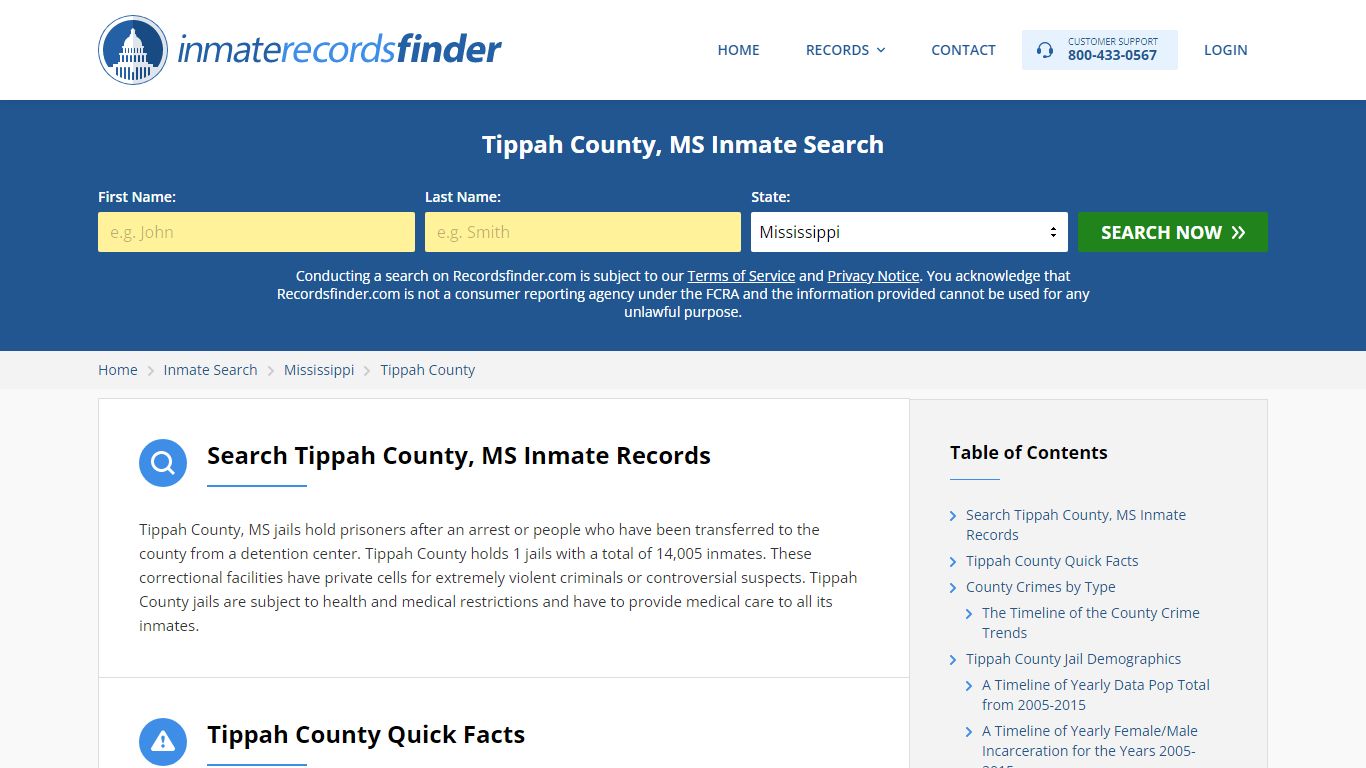 Tippah County, MS Inmate Lookup & Jail Records Online